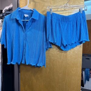 Colsie Ribbed Blue Two Piece Set